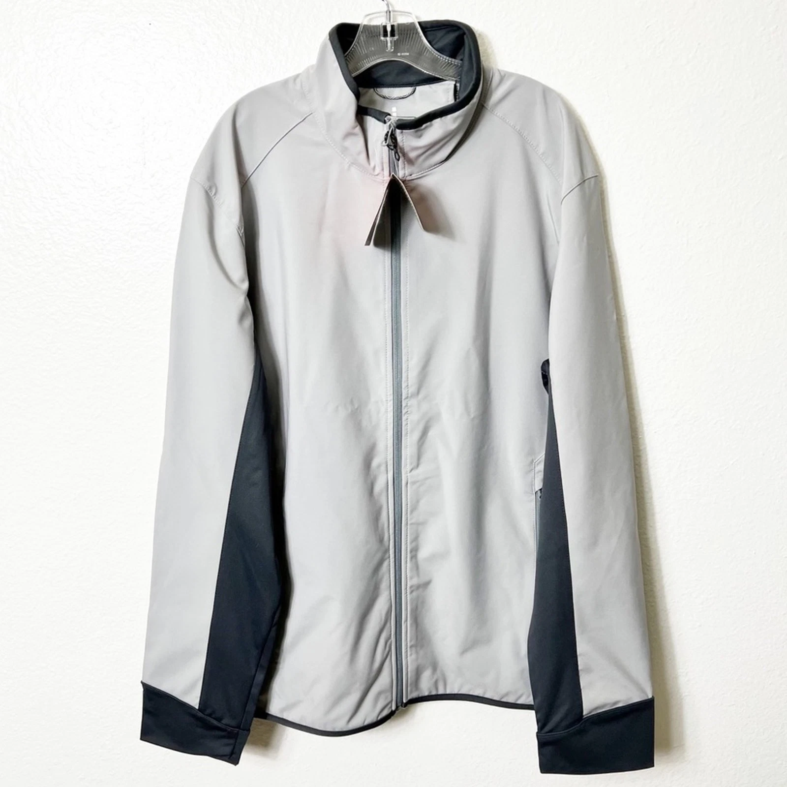 Elevate Men's Softshell Jacket 2XL Gray Full Zip Lightweight Windbreaker NWT