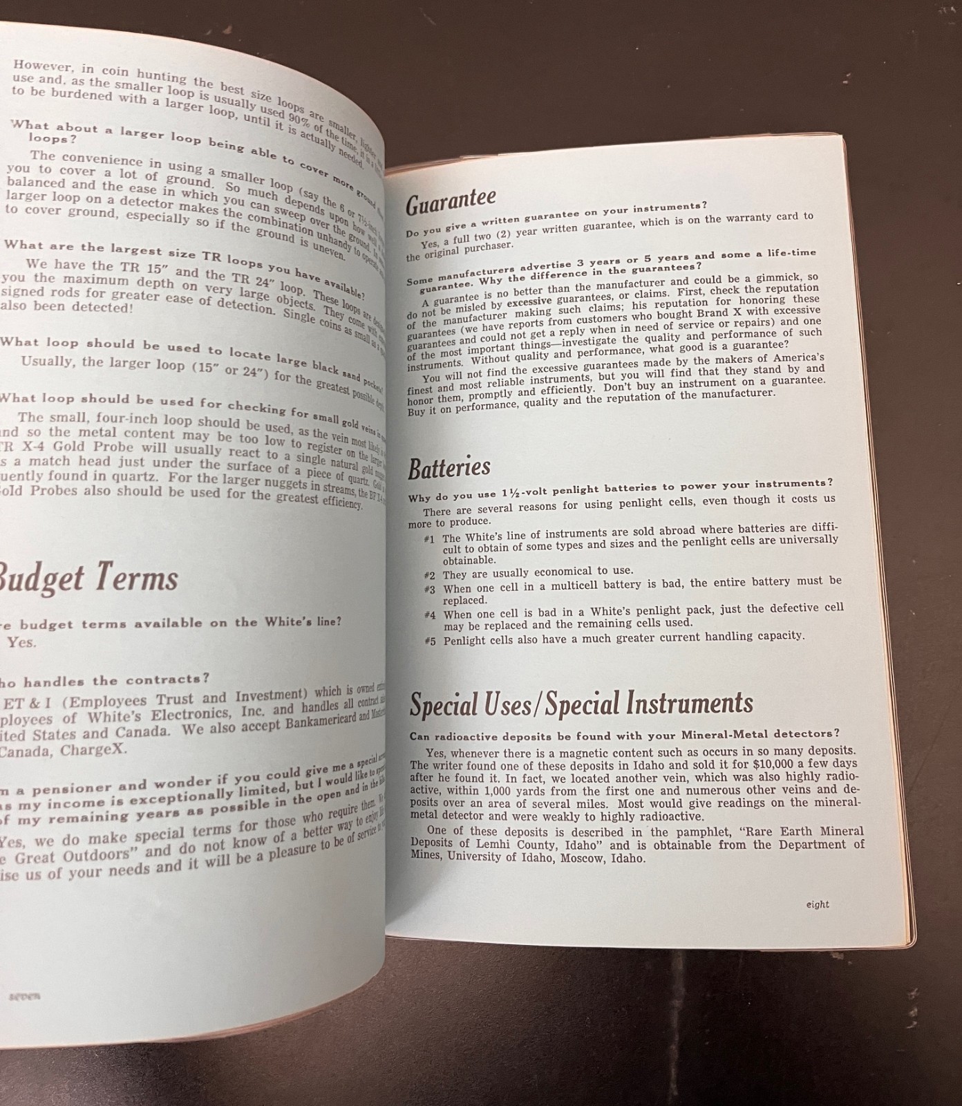 White's Electronics Metal Detector Handbook from the 1970s era