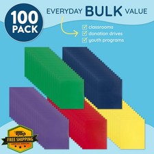 Blue Summit 100pk 2 Pocket Folders, Assorted 5 Colors, Office/Classroom