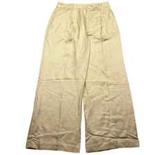 Stockholm Atelier & Other Stories Wide Leg Pleated Linen Blend Pants Beige Sz 12