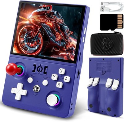 R36MAX 2 Retro Handheld Game Console, 4.5 Inch IPS HD Screen Inch, purple Color