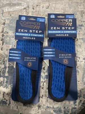 2x Copper Fit Zen Step Massage Comfort Arch & Heel Support Insoles Womens: 6-10