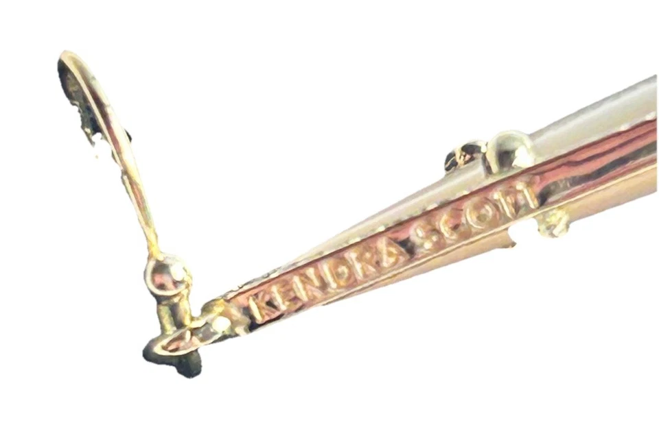 Kendra Scott Kite Drop Earrings 14K GP White Mother-of-Pearl; 1 7/8″ Retired - Image 3 of 4