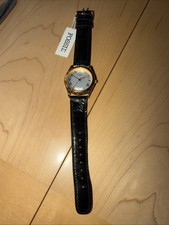 Vintage Fossil Watch Unisex Gold Silver Tone 33mm DI6074 Leather NWT