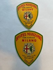 2 Vintage HOTEL MANZONI Decal Milano, Italy
