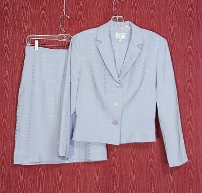 ALBERTO MAKALI 2 Women's Sz 8 Piece Long Sleeve Collared Skirt Suit