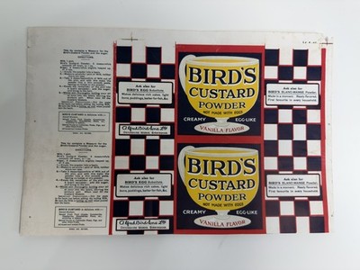 Vögel Pudding Original Etiketten. drucker proof. um 1927