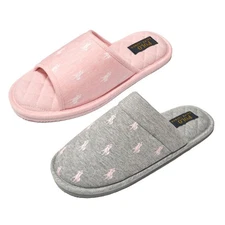 Polo Ralph Lauren Womens Slip On Slippers Pony Logo Memory Foam Indoor Shoes New