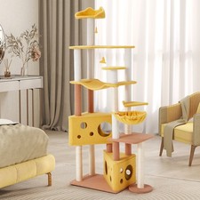 72" Tall Cat Tree Tower Multi-Level Cute Cheese Condo Hammock Scratching Post
