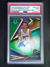 2022-23 Topps Bowman University Best Victor Wembanyama Auto Green /99 PSA 9