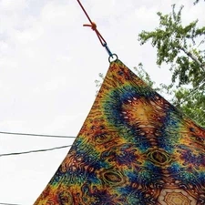 Psychedelic Sail Shade, Party Decor, Event Decoration, Dance Floor Canopy, Bush
