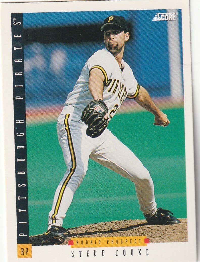 FREE SHIPPING-MMT-1993 Score #296 Steve Cooke Pittsburgh Pirates Rookie Prospect