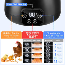 1 Pack Chicken Coop Heater 200W with Lighting and Temperature Control Chicken