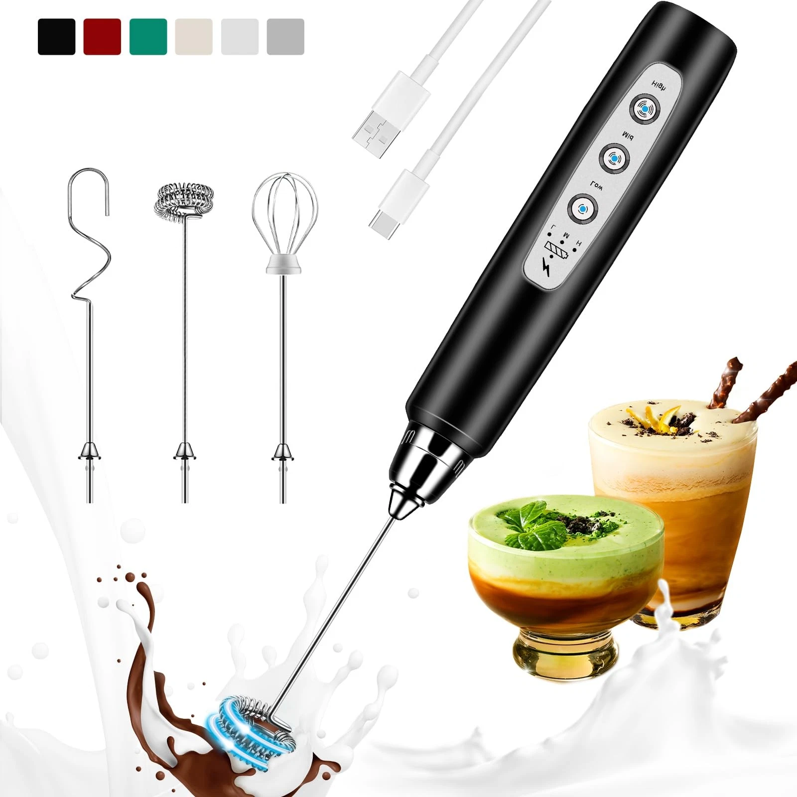 Milk Frother Handheld Rechargeable, Frother Wand Drink Mixer Electric Whisk f...
Opens in a new wind
