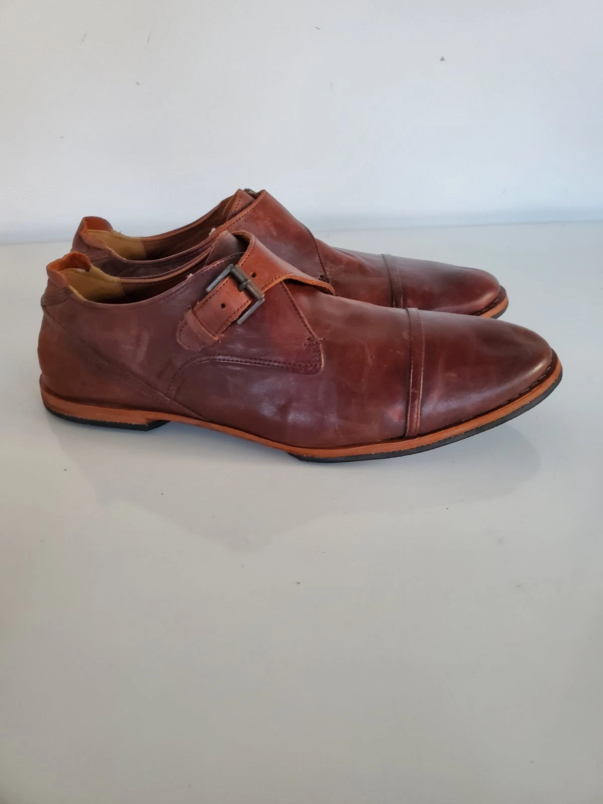 TIMBERLAND Company Mens Shoes WODEHO Monk Strap Brown Leather Loafers Size 12
