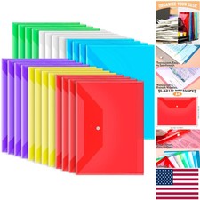 24 PCS A4 Multicolor Plastic File Folders with Snap Closure   Durable  Stylish