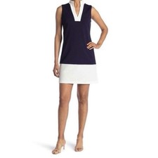 Sail To Sable Sleeveless Collared Navy Shift Dress Size Small Nautical