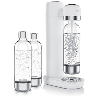 Arendo Wassersprudler Soda Maker weiß + 3 x 1000 ml BPA-Freie Wasserflaschen