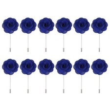 12Pcs Groom Boutonnieres Rose Boutonnieres Pins 3.5"x1.6" for Wedding Dark Blue