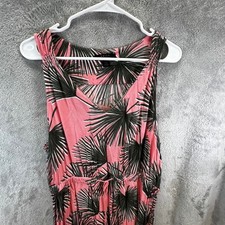 Pink Tropical Palm Leaf XXL Maxi Dress Sleeveless Boho Beach Tropical Flowy