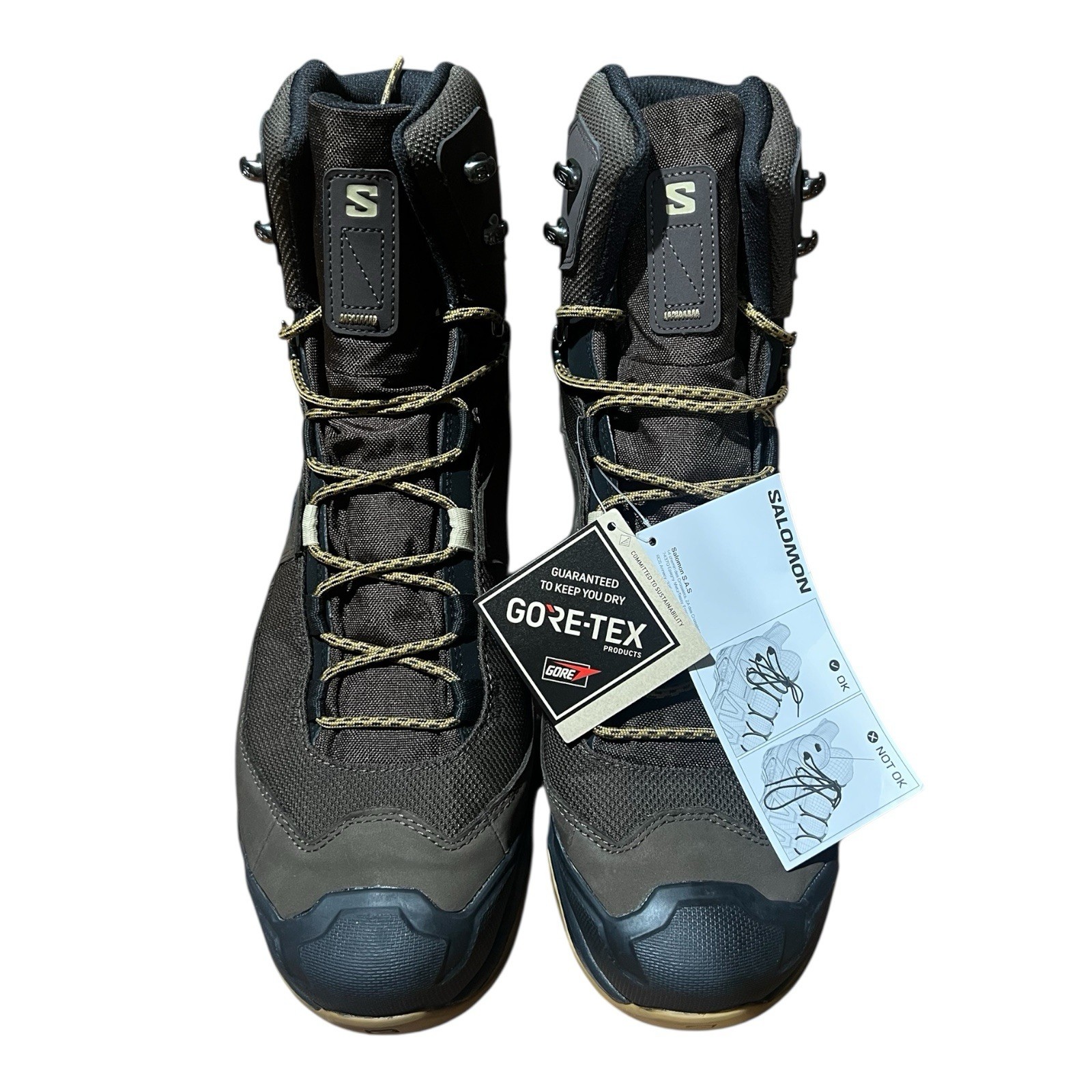 Stivali da trekking SALOMON Quest 4 GTX GoreTex 4D da uomo taglia 14 marrone nero 471564