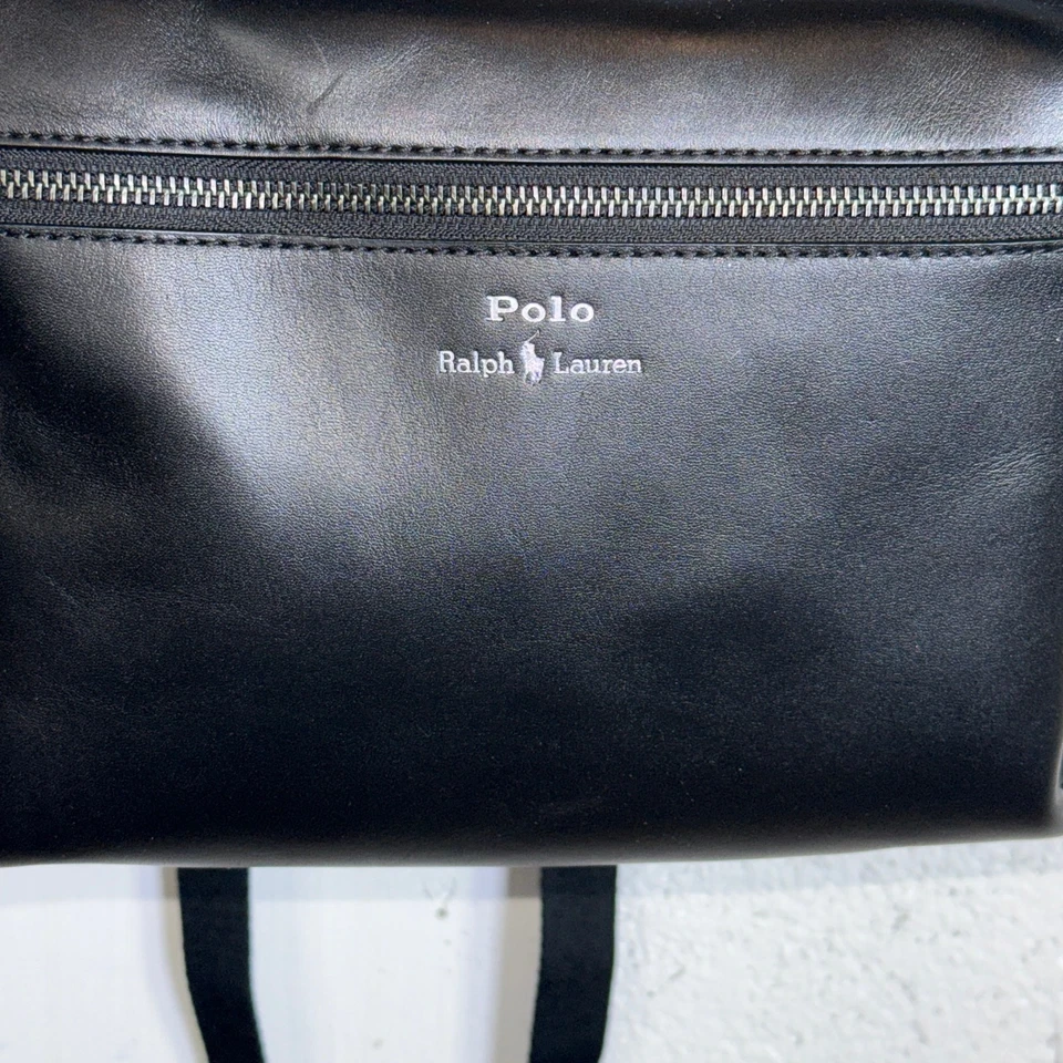 Polo Ralph Lauren мужской гладкий кожаный рюкзак черный $348 - Изображение 3 из 4