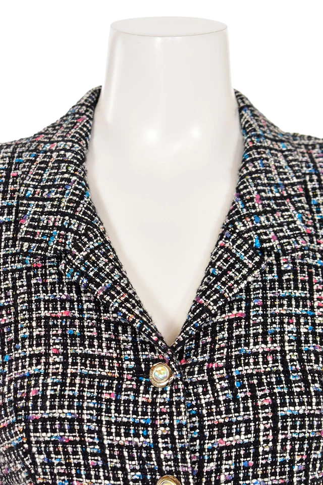 *¡BRILLANTE!* Traje Chaqueta y Falda Escada 2 Piezas en Negro/Blanco Multi Brillo talla 8 Foto 4 de 4