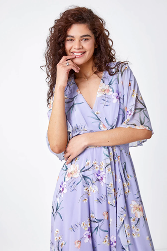 Roman sz 20 Blue Floral Wrap Maxi Dress, Wedding cruise Brides Mother, Guest - Picture 4 of 6