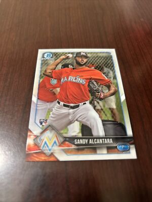 2018 Bowman Chrome Sandy Alcantara Rookie Card #19 …