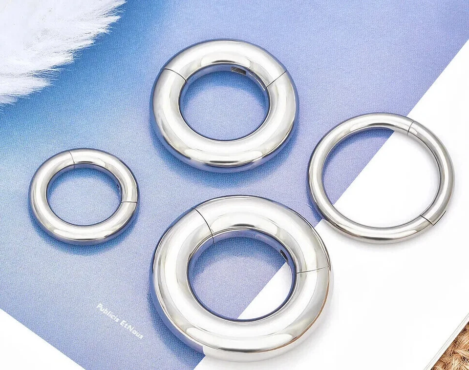 Anillo de segmento con bisagras 12 g-00 g 8-22 m calibre pesado pendiente durmiente tabique clicker aro Foto 3 de 4