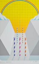 Jens Lausen Map No35 art tree nursery 1971 Screenprint hand signed German Artist