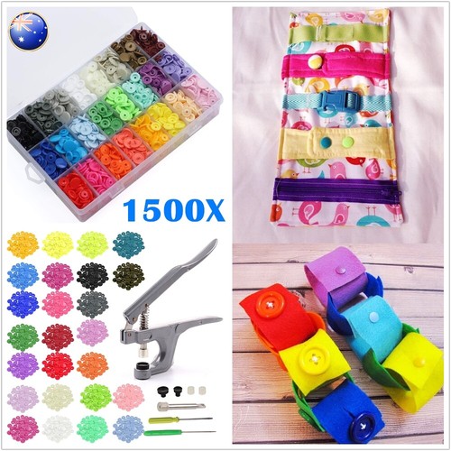 1500x T5 Snaps Kit Press Stud Set Plastic Craft Buttons Fastener Plier Tool AU - Picture 2 of 13