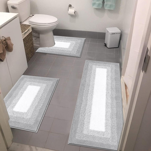 Bsmathom Bathroom Rugs Sets 3 Piece, Non-Slip Absorbent Bath Mats, Plush Shaggy - Picture 11 of 12