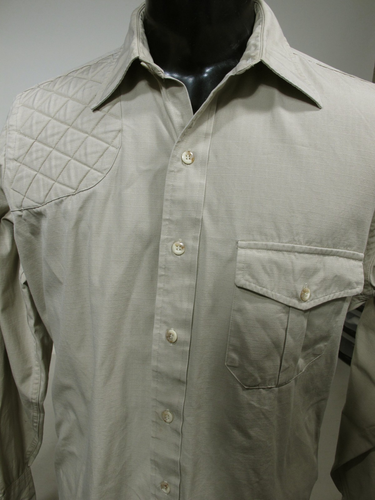 L.L. Bean Shooting Hunting Shirt 16 - 16 1/2 L Quilted Right Shoulder Patch Tan - Picture 2 of 3