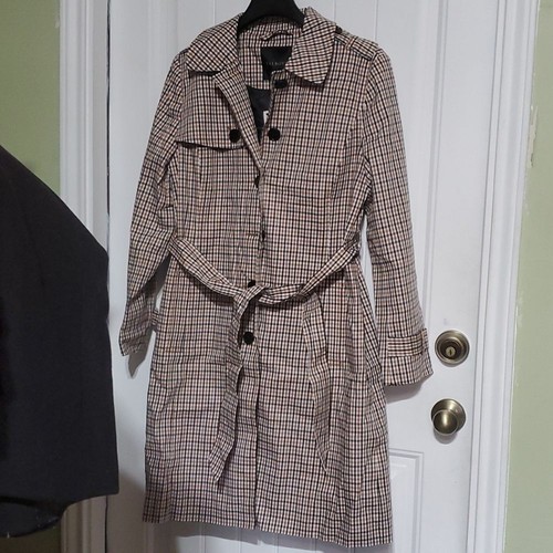 Talbots Check Belted Trench Coat Size M - Picture 3 of 18