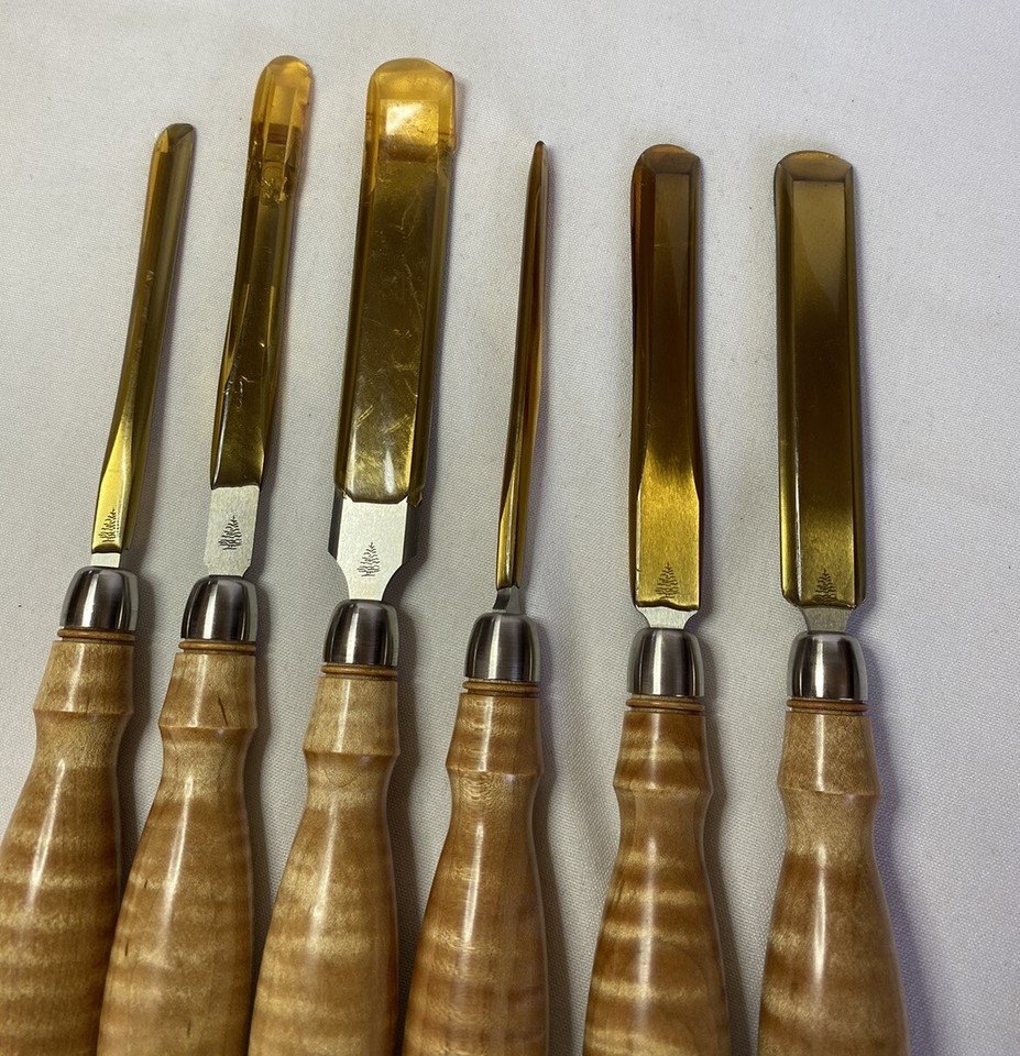 Blue Spruce Toolworks Optima Dovetail Chisel 6 Piece Set Curly Maple