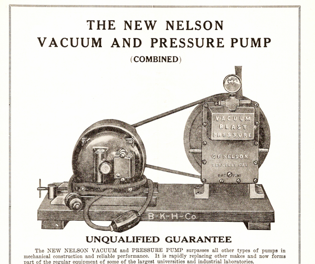 Nelson Vacuum Pressure Pump 1926 AD Braun-Knecht-Heimann Co. Francisco | eBay