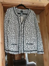 Madeleine Knit Jacket/ Cardigan Size 20. Unlined. Black/white / Silver Thread