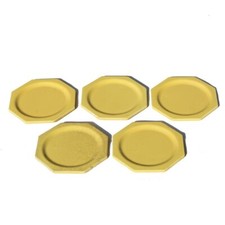 Set de 5 assiettes octogonales jaunes de dinette en faïence de Gien