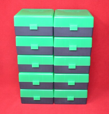(10) x BERRY'S PLASTIC AMMO BOX, GREEN/BLACK 100 Round 223/556/300BLK - FREE S/H
