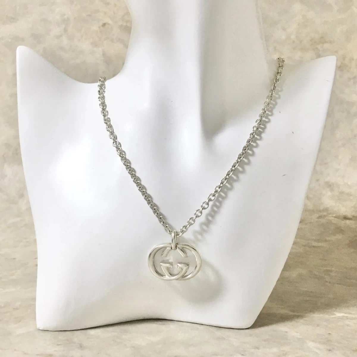 Gucci Necklace Silver SV 925 GG Chain Logo Men s Accessories