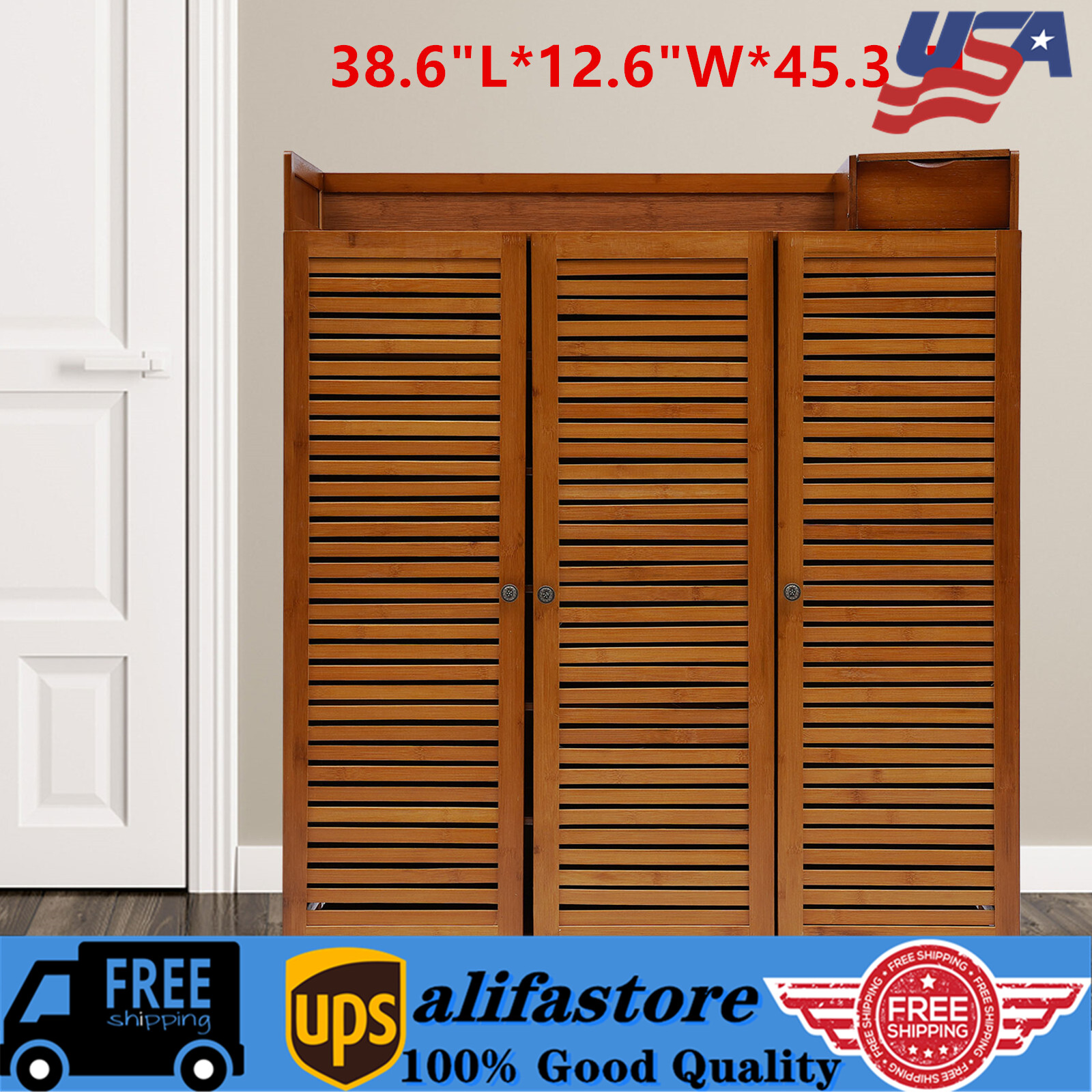 Wooden Shoe Storage Rack Cabinet for Entryway or Closet Organizer-image
