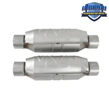 For Universal Pair 2.5" Inlet/Outlet Catalytic Converter w/ Heat Shield Weld-On