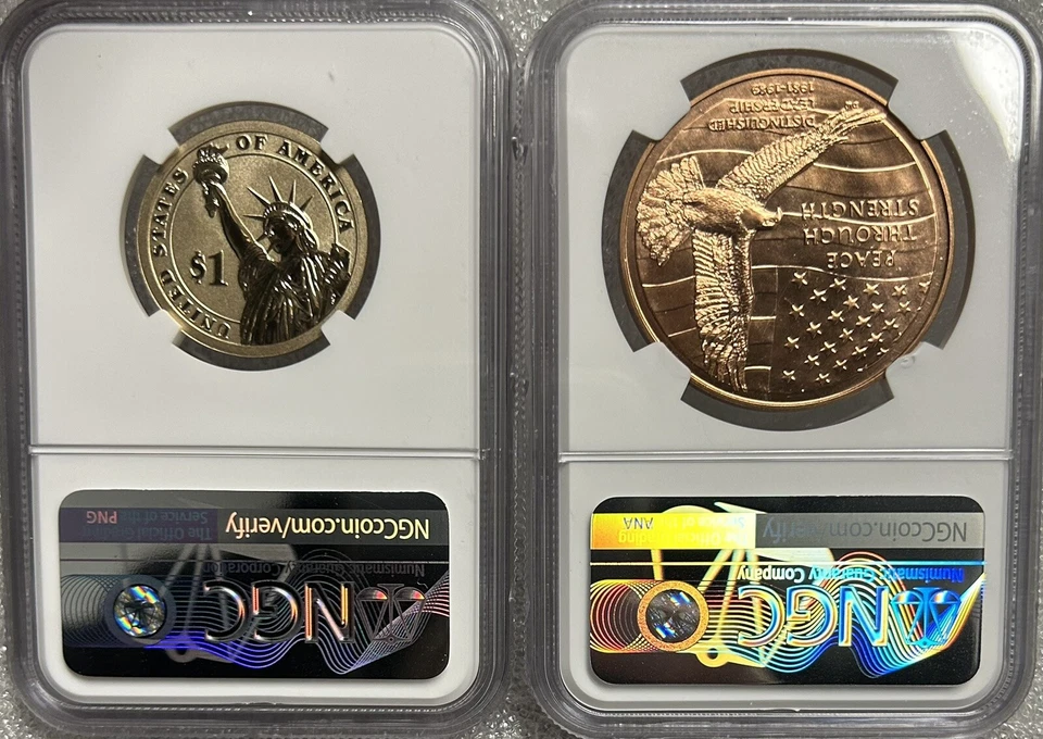 2016 Coin and Chronicles Ronald Reagan & Medal $1 NGC Reverse PF 69/MS 68 RD - Image 2 of 2