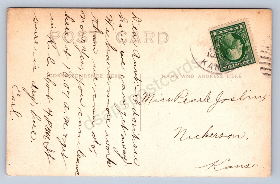 K10/ Nickerson? Kansas RPPC Postcard c1910 Post Office Store Building