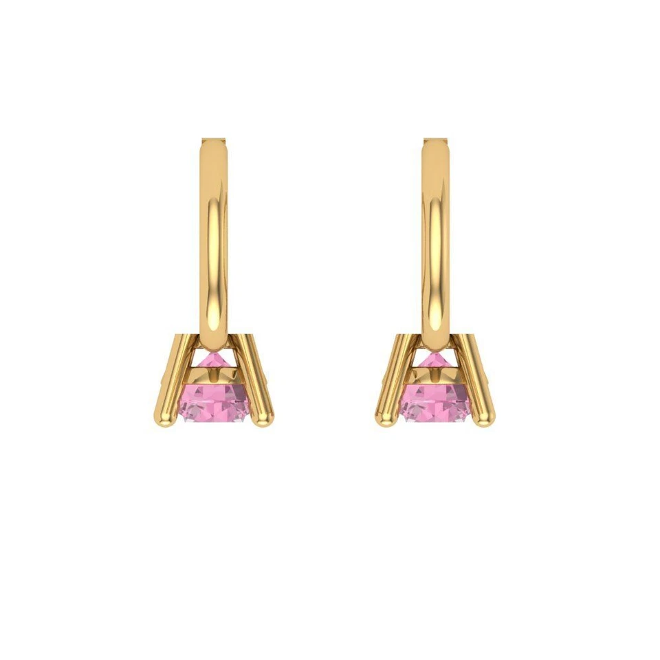 Pink Zirconia Stud Earrings for Women, Lever Back (0.2 cttw, 3.0mm, Round-Cut) - Image 4 of 4