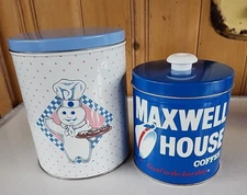 Maxwell House Coffee & Pillsbury Dough Boy Metal Tins