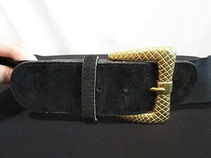 black elastic belt with gold buckle