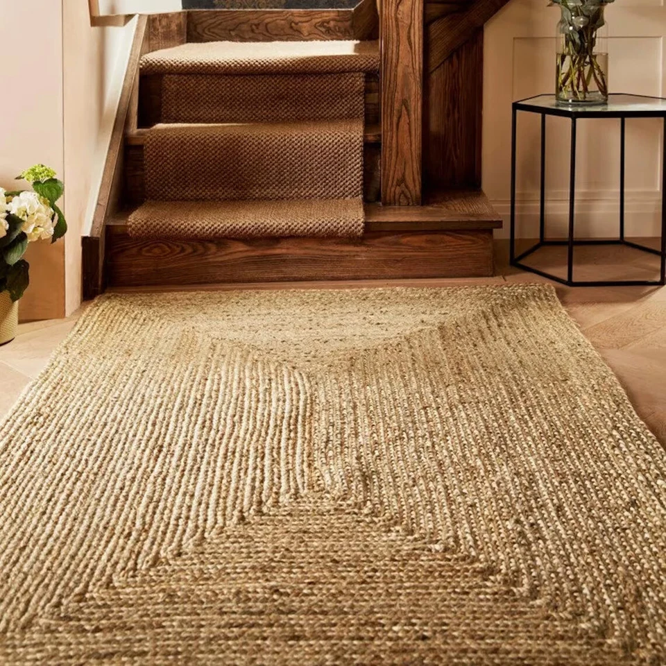 Natural Jute Rug Jute Braided Rug Bohemian Jute Rug Rectangular Jute Rug, Boho D - Image 4 of 4