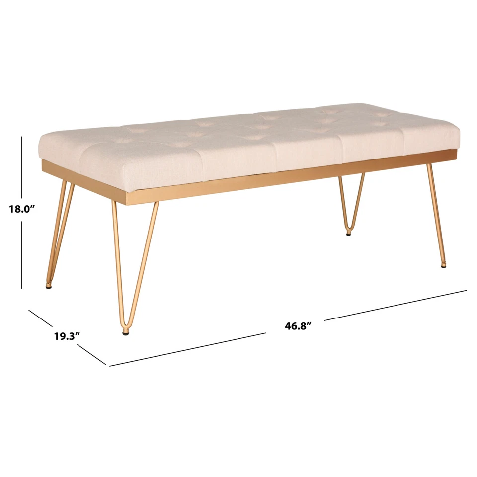 SAFAVIEH Marcella Bench | Beige / Gold | - Image 4 of 4